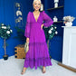 Alexis Plunge Neck Lace Detail Occasion Dress Violet