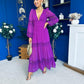 Alexis Plunge Neck Lace Detail Occasion Dress Violet