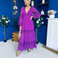 Alexis Plunge Neck Lace Detail Occasion Dress Violet
