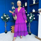 Alexis Plunge Neck Lace Detail Occasion Dress Violet