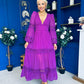 Alexis Plunge Neck Lace Detail Occasion Dress Violet