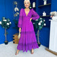 Alexis Plunge Neck Lace Detail Occasion Dress Violet