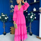 Alexis Plunge Neck Lace Detail Occasion Dress Cerise