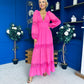 Alexis Plunge Neck Lace Detail Occasion Dress Cerise