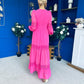 Alexis Plunge Neck Lace Detail Occasion Dress Cerise
