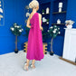 Claire One Shoulder Drape Detail Midi Dress Berry