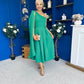 Claire One Shoulder Drape Detail Midi Dress Emerald