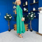 Claire One Shoulder Drape Detail Midi Dress Emerald