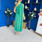 Claire One Shoulder Drape Detail Midi Dress Emerald