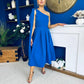 Claire One Shoulder Drape Detail Midi Dress Cobalt