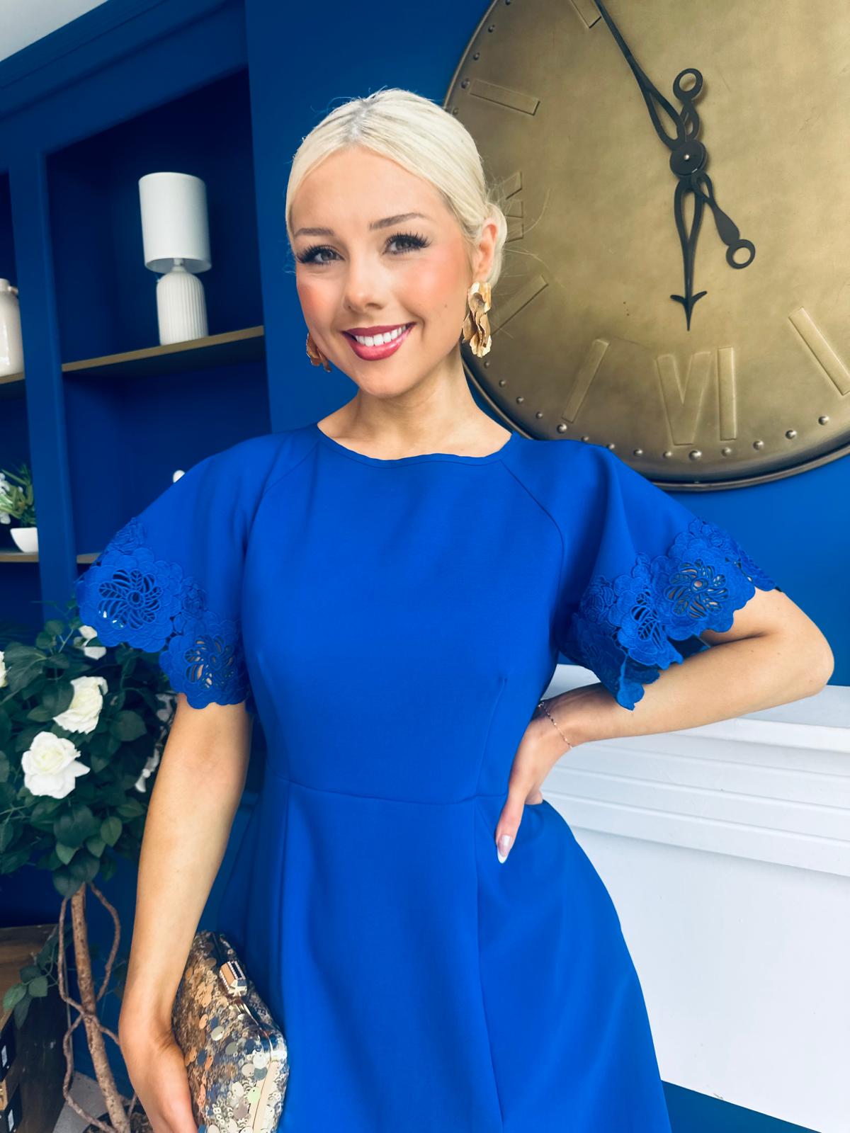 Patzy Lace Trim Mini Dress Cobalt