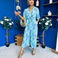 Bianca Tie Detail Culotte Jumpsuit Blue