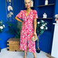 Georgi Detailed Midi Shirt Dress Floral Pink