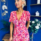 Georgi Detailed Midi Shirt Dress Floral Pink