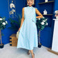 Rita High Neck Bow Detail Midi Dress Polka Green