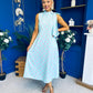 Rita High Neck Bow Detail Midi Dress Polka Green