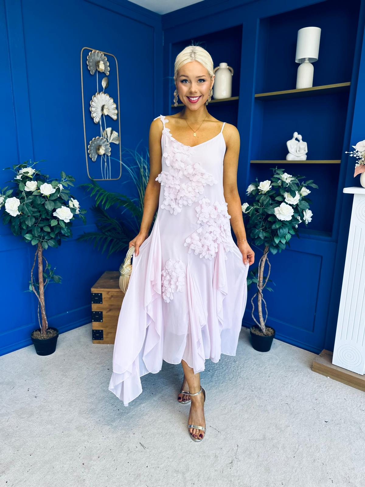 Peyton Floral Detail Occasion Dress Pink