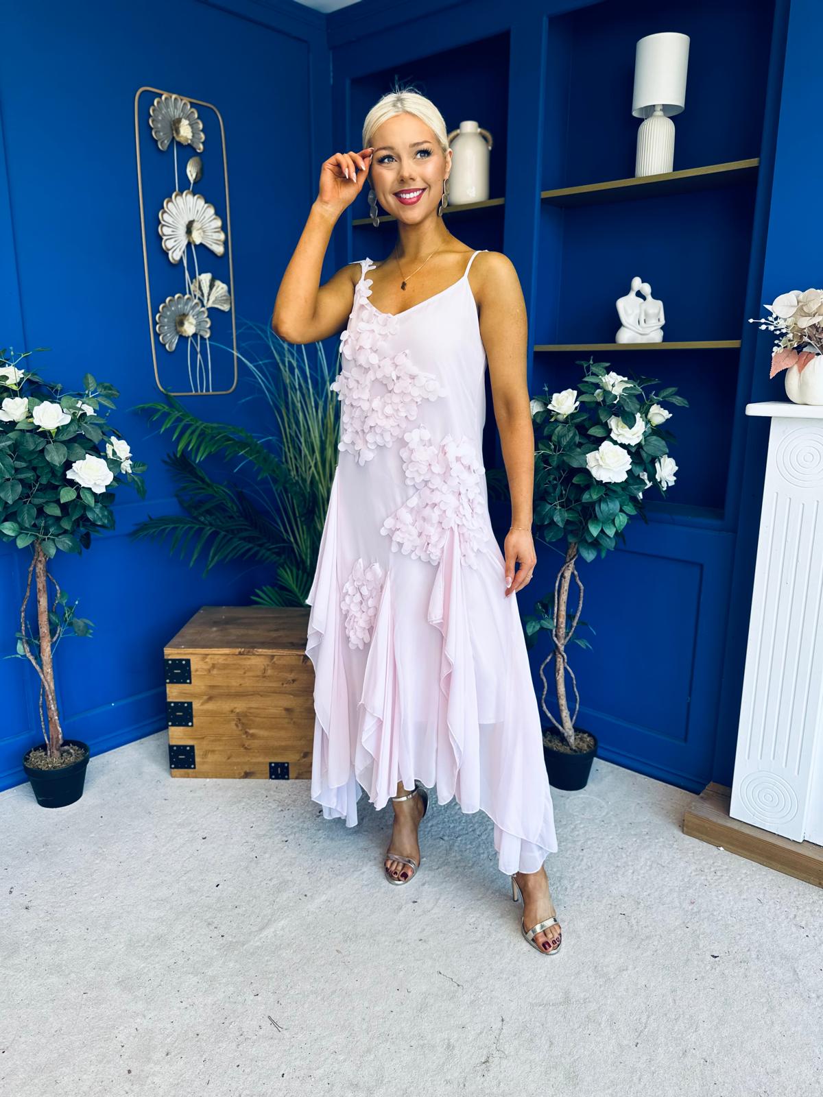 Peyton Floral Detail Occasion Dress Pink