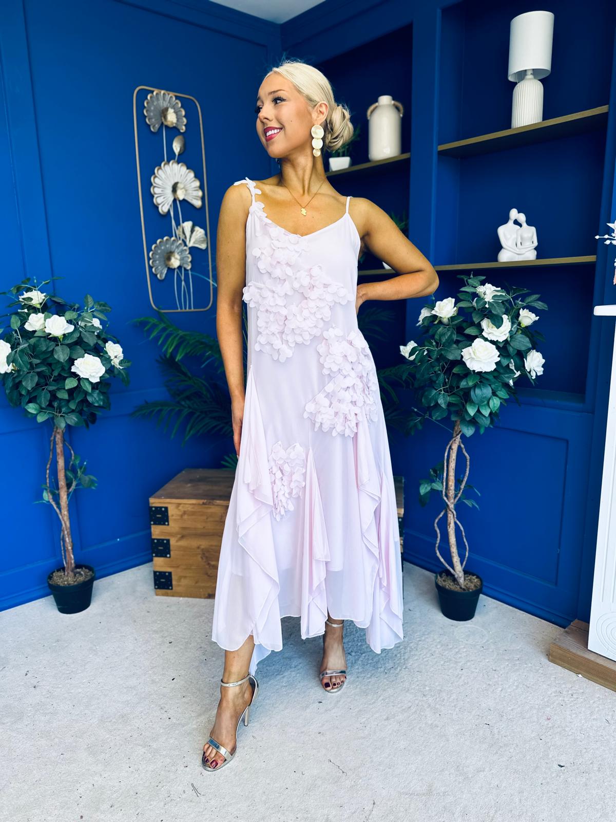 Peyton Floral Detail Occasion Dress Pink