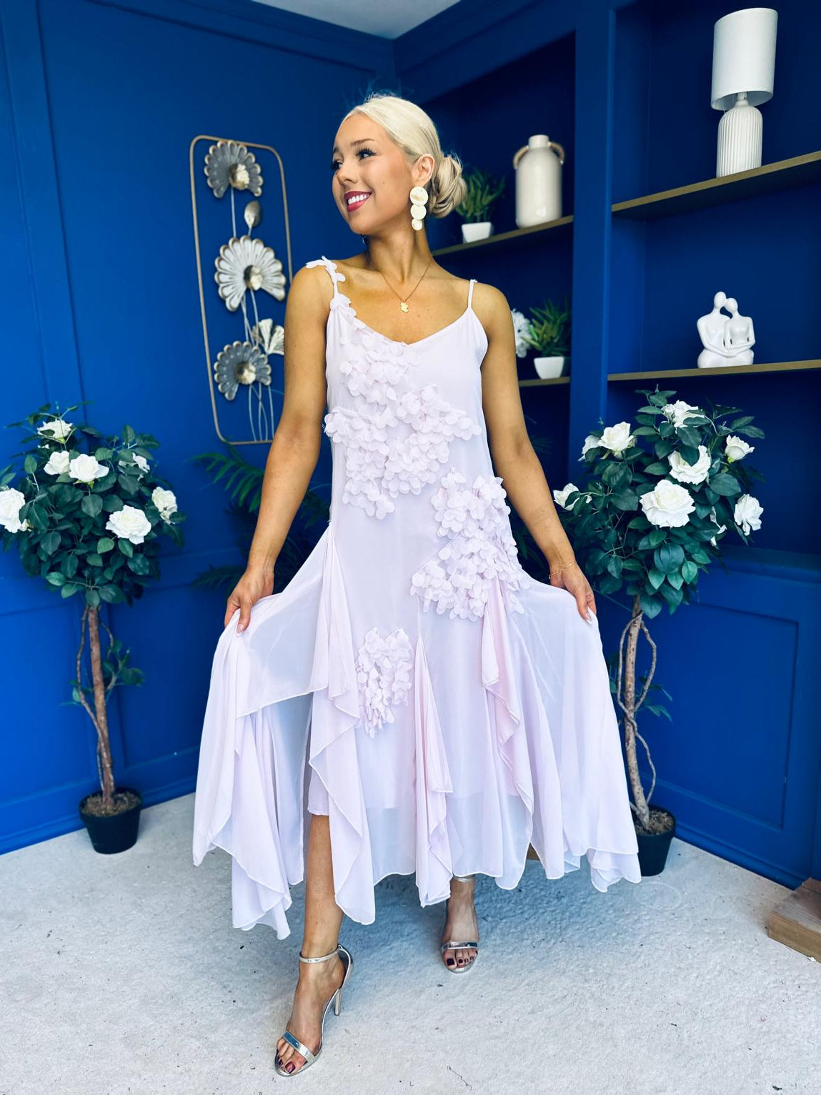 Peyton Floral Detail Occasion Dress Pink