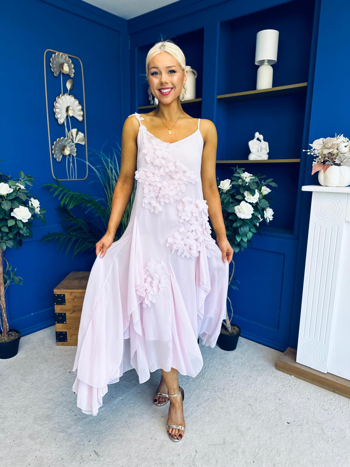 Peyton Floral Detail Occasion Dress Pink