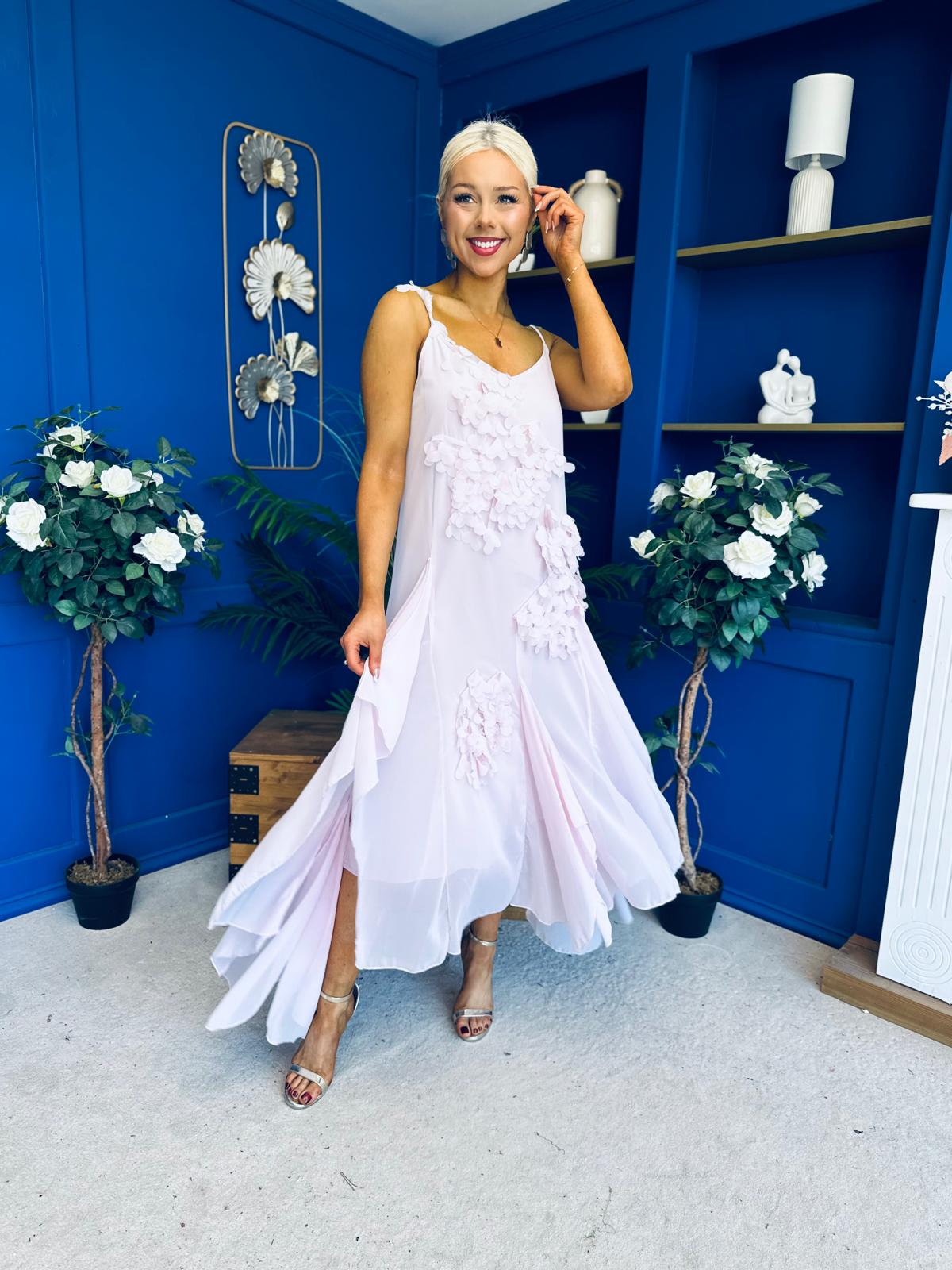 Peyton Floral Detail Occasion Dress Pink