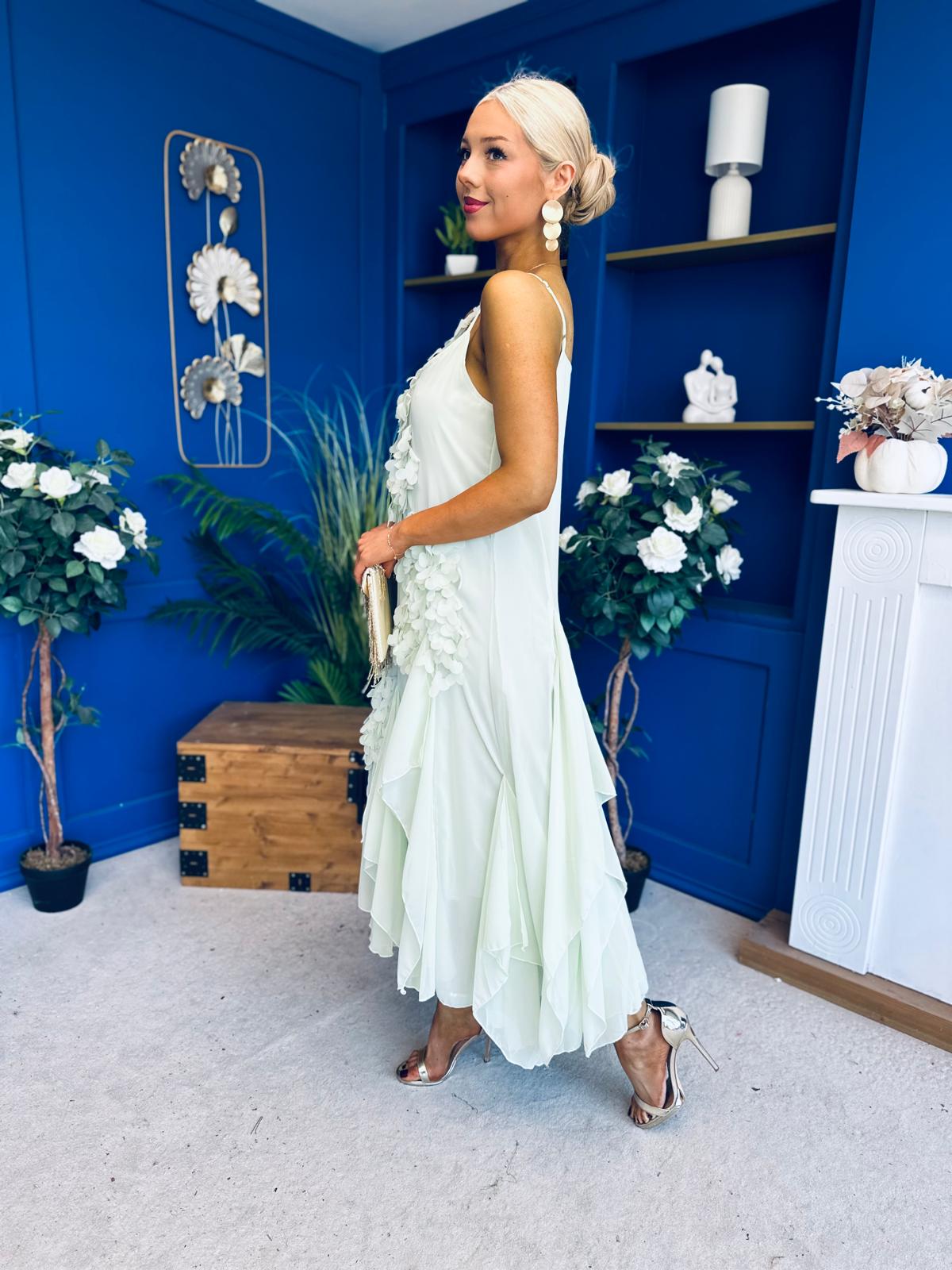 Peyton Floral Detail Occasion Dress Green