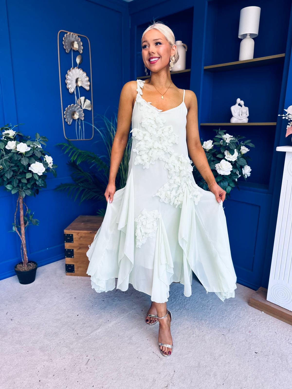 Peyton Floral Detail Occasion Dress Green
