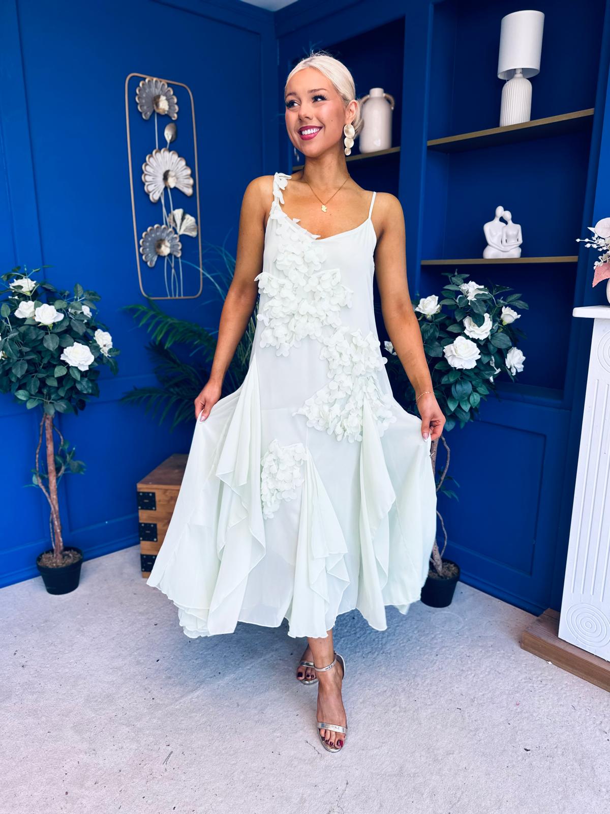 Peyton Floral Detail Occasion Dress Green