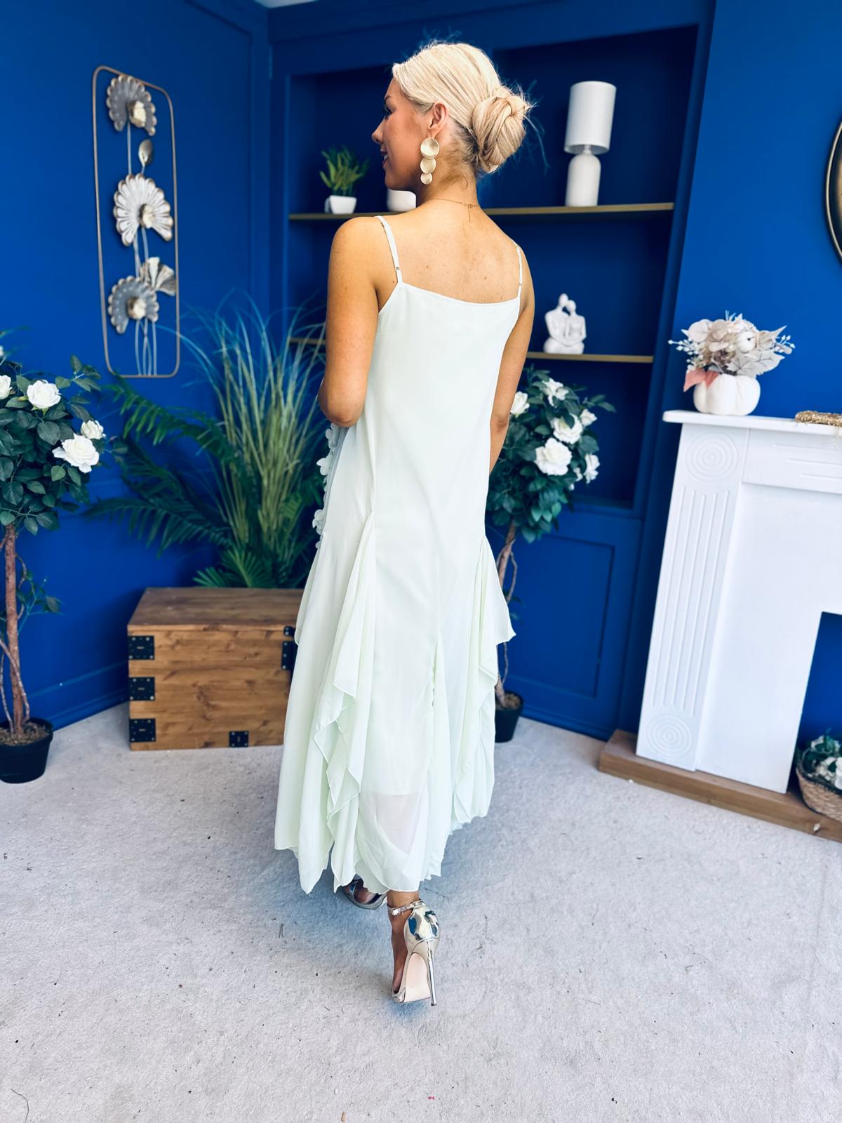 Peyton Floral Detail Occasion Dress Green