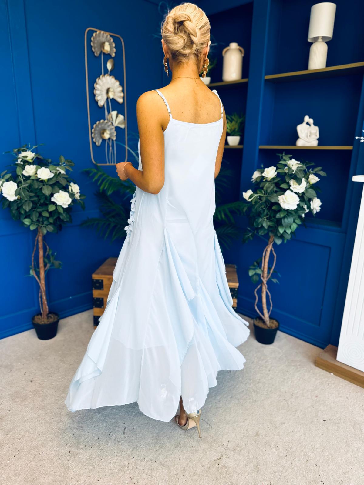 Peyton Floral Detail Occasion Dress Blue
