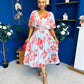 Julia Cape Detailed Midi Dress Floral Sky