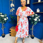 Julia Cape Detailed Midi Dress Floral Sky