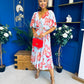 Julia Cape Detailed Midi Dress Floral Sky