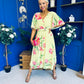 Julia Cape Detailed Midi Dress Floral Canary