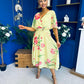 Julia Cape Detailed Midi Dress Floral Canary