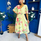 Julia Cape Detailed Midi Dress Floral Canary