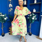 Julia Cape Detailed Midi Dress Floral Canary