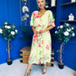 Julia Cape Detailed Midi Dress Floral Canary