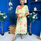 Julia Cape Detailed Midi Dress Floral Canary