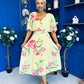 Julia Cape Detailed Midi Dress Floral Canary