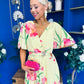 Julia Cape Detailed Midi Dress Floral Canary