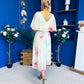 Julia Cape Detailed Midi Dress Floral Lime