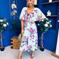 Julia Cape Detailed Midi Dress Floral Green