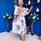 Julia Cape Detailed Midi Dress Floral Green