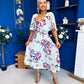 Julia Cape Detailed Midi Dress Floral Green
