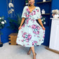 Julia Cape Detailed Midi Dress Floral Green