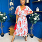 Julia Cape Detailed Midi Dress Floral Sky