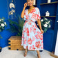 Julia Cape Detailed Midi Dress Floral Sky