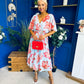 Julia Cape Detailed Midi Dress Floral Sky